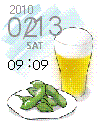 ビールと枝豆のイラスト時計ブログパーツ